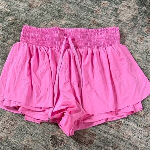 Women's Smocked Waist Pink Shorts